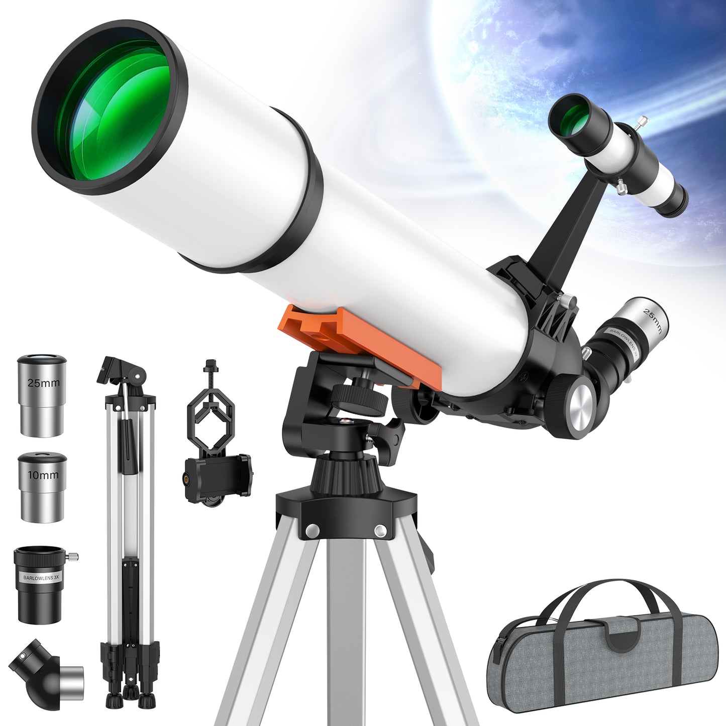 Telescope for Adults and Kids Beginners -500mm Astronomical Refracting Telescope with Carry Bag, Phone Adapter