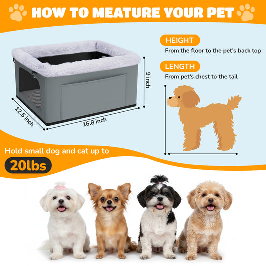 Dog Car Seat for Small Dogs-Booster Car Seat Sturdy with Metal Frame Safety Leash Comfort Cushion for Pets up to 20 lbs