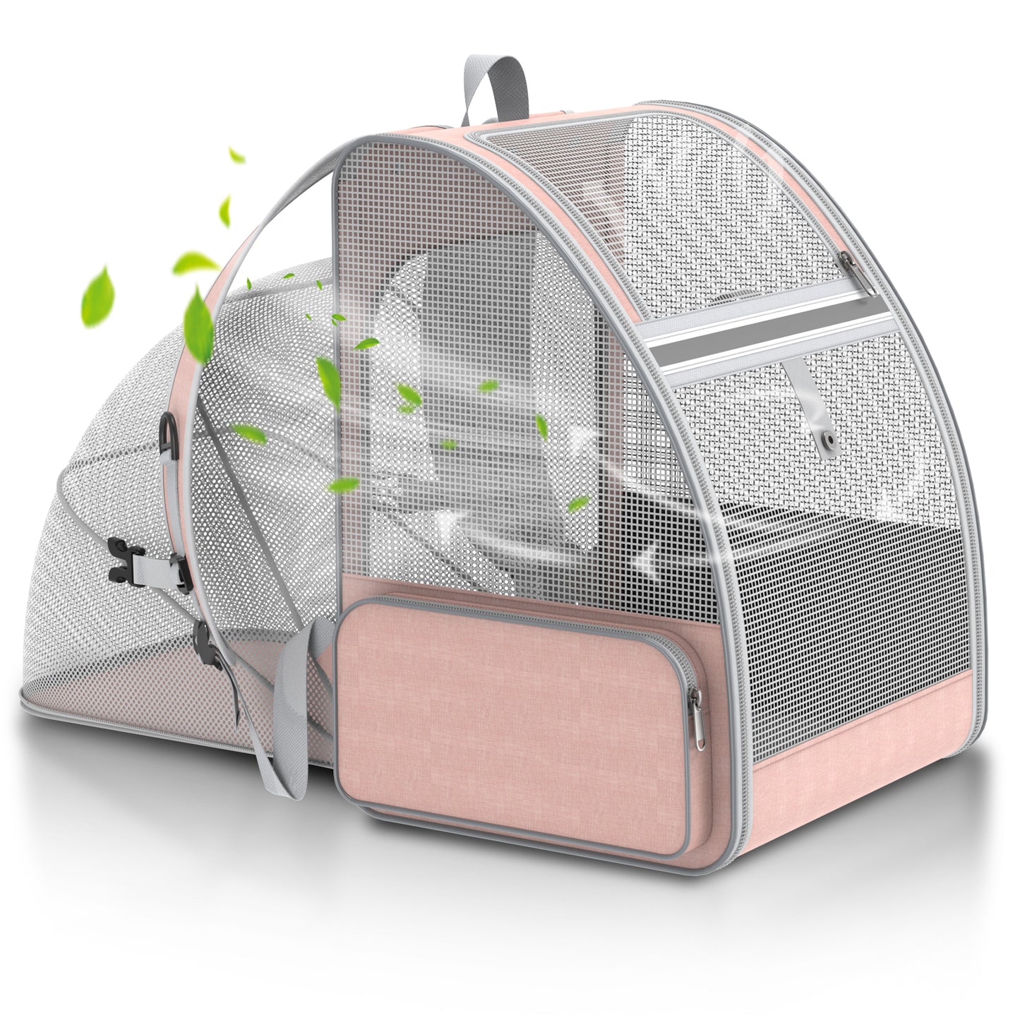 Cat Carrier Backpack Expandable Ventilated Pet Carrier for Large Cat Puppy Outdoor Travel Backpack with Breathable Mesh, Green