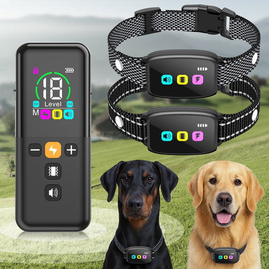 Dog Training Collar with Remote 2 Collars-Beep Collar for Dogs with 8 Sound Options Shock Vibration 2600ft Remote Control Safe Keyboad Lock