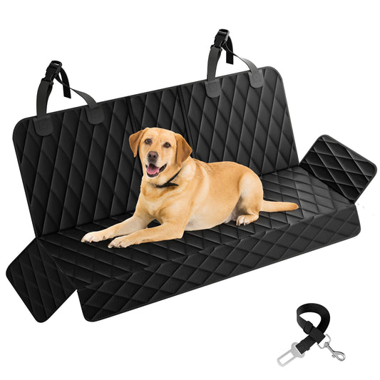 Dog Car Seat Cover-LAKWAR Non-slip Dog Car Bench with Seatbelt Waterproof Pet Car Seat Protector and Scratch-Resistant Dog Car Back Seat Protection