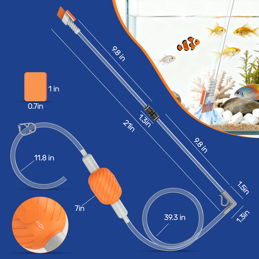 Aquarium Siphon Vacuum and Water Changer Kit (5-10 Gal)- Small Fish Tanks Gravel Sand Cleaning
