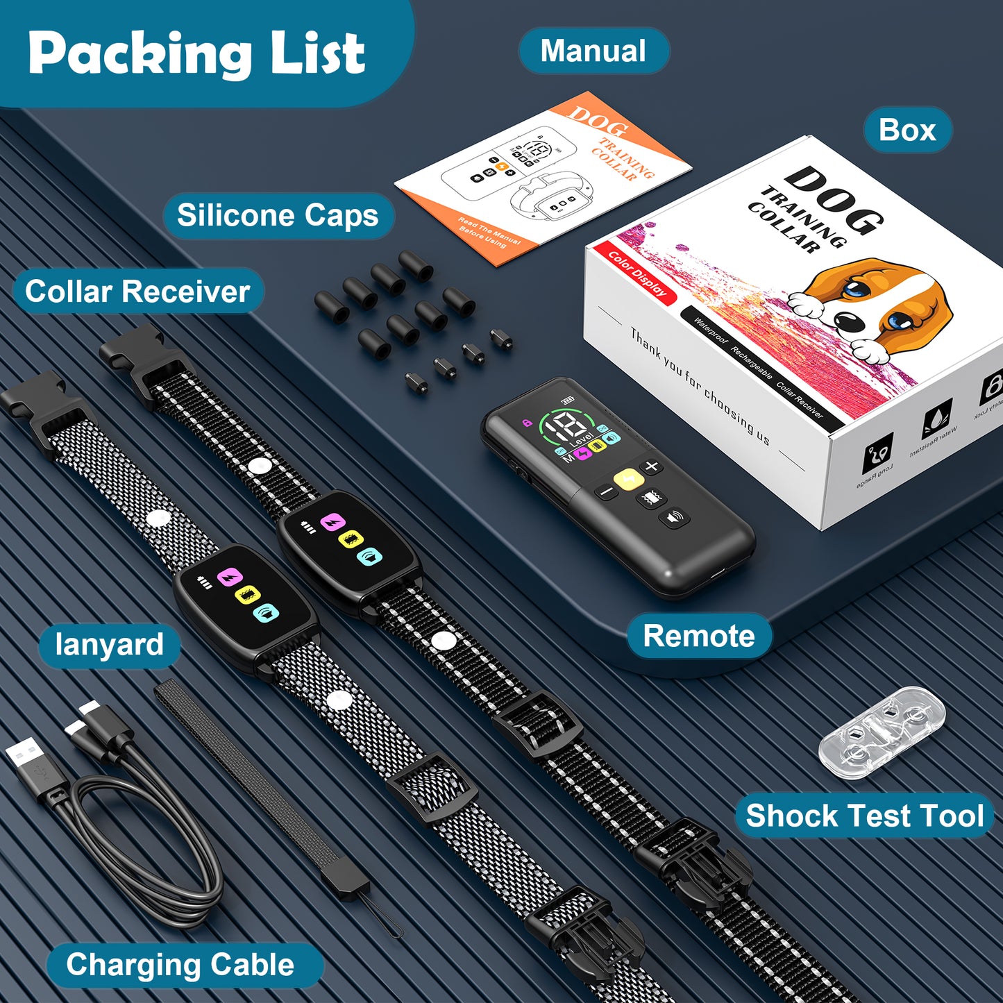 Dog Training Collar with Remote 2 Collars-Beep Collar for Dogs with 8 Sound Options Shock Vibration 2600ft Remote Control Safe Keyboad Lock