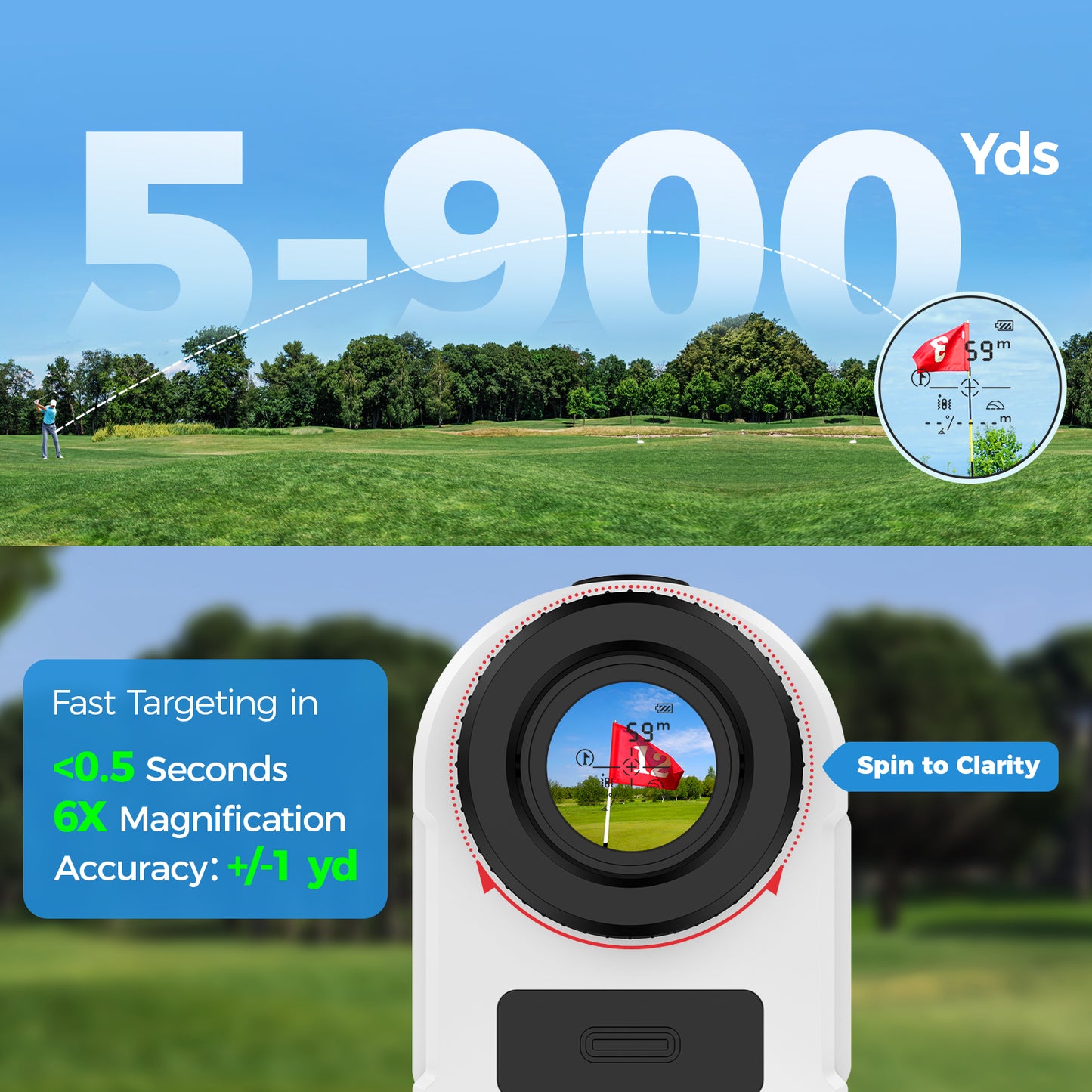 Golf Rangefinder Magnetic-LAKWAR Golf Rangefinder with Slope Laser Range Finder Golfing 6X Magnification