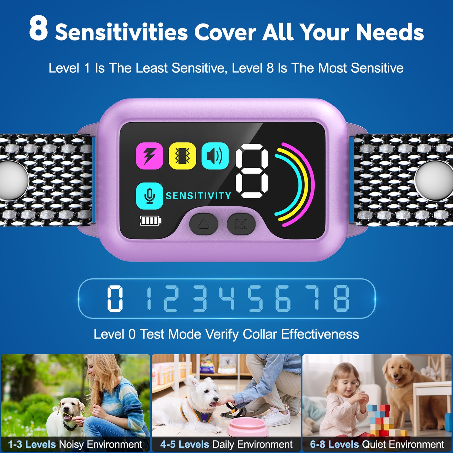 Bark Collar, 2 Pack Dog Bark Collar for Large Medium Small Dogs Smart Bark Collar with 7 Training Modes,Rechargeable Anti Barking Training Collar with 8 Adjustable Sensitivity,Bark Collar with Beep