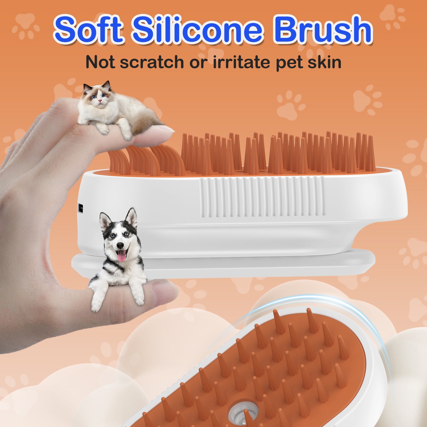 Cat Steam Brush for Shedding Dog Brush with Steam Pet Hair Cleaning Brush Comb for Spray 3 in 1 Pet Grooming for Long & Short Haired Pets – Spritz Defur Comb for Cat