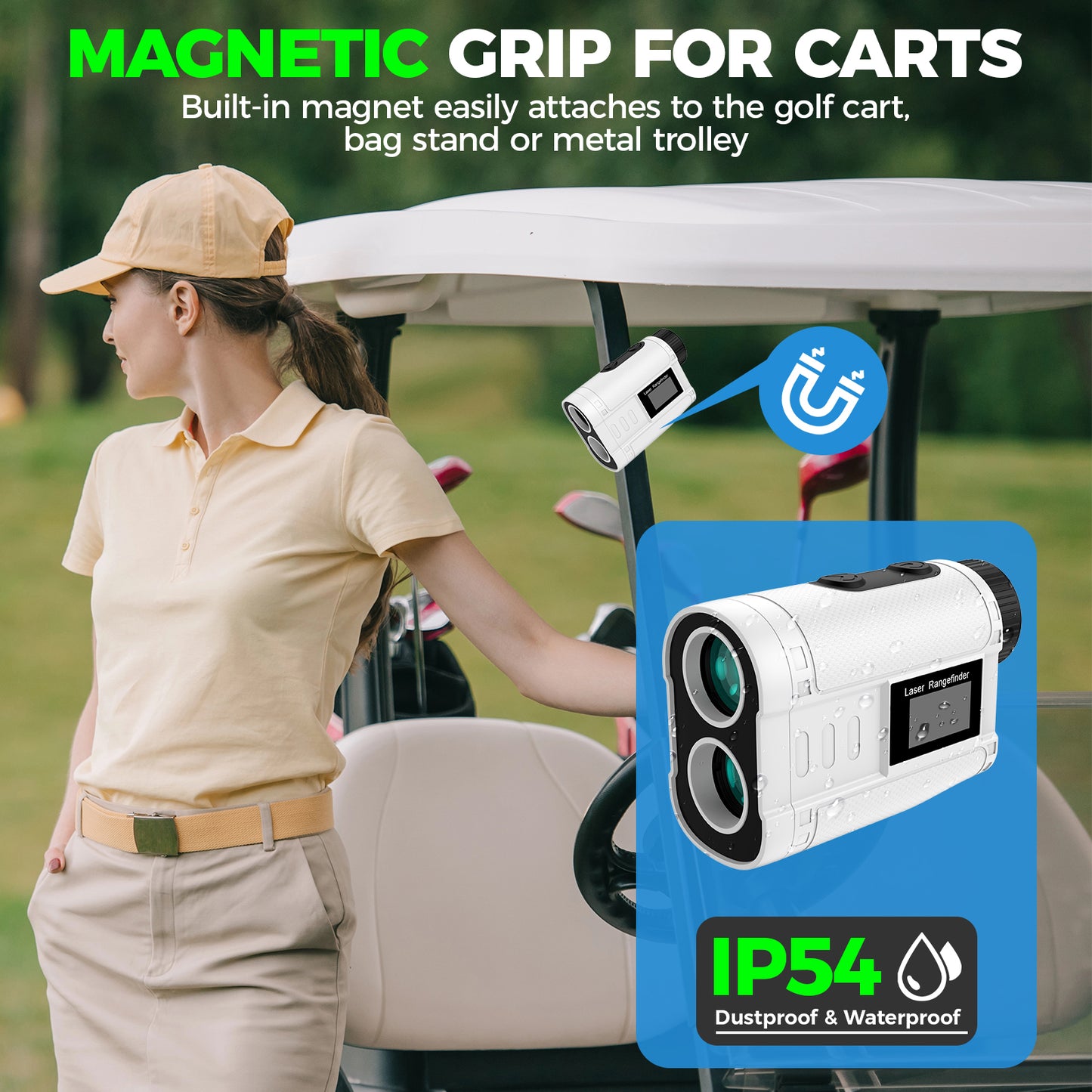 Golf Rangefinder Magnetic-LAKWAR Golf Rangefinder with Slope Laser Range Finder Golfing 6X Magnification
