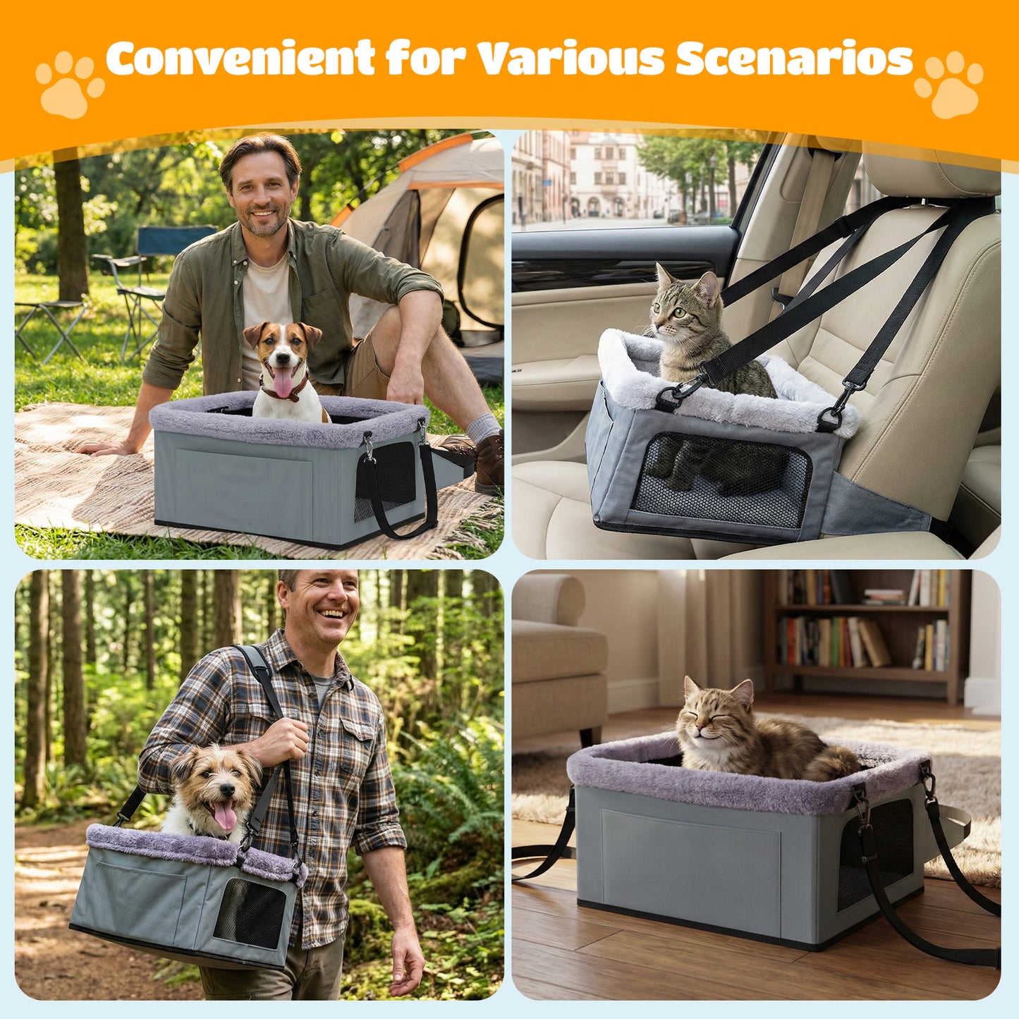 Dog Car Seat for Small Dogs-Booster Car Seat Sturdy with Metal Frame Safety Leash Comfort Cushion for Pets up to 20 lbs