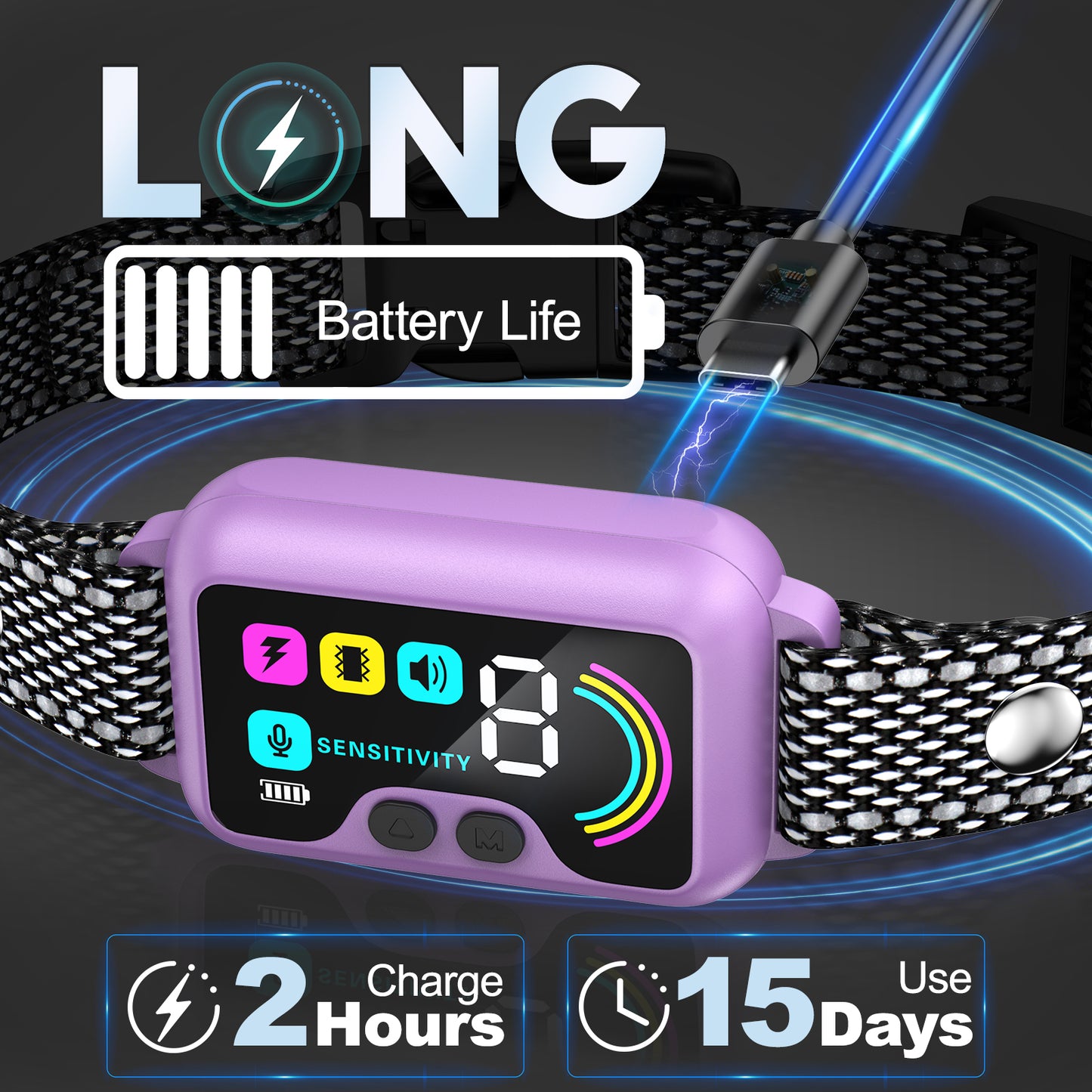 Bark Collar, 2 Pack Dog Bark Collar for Large Medium Small Dogs Smart Bark Collar with 7 Training Modes,Rechargeable Anti Barking Training Collar with 8 Adjustable Sensitivity,Bark Collar with Beep