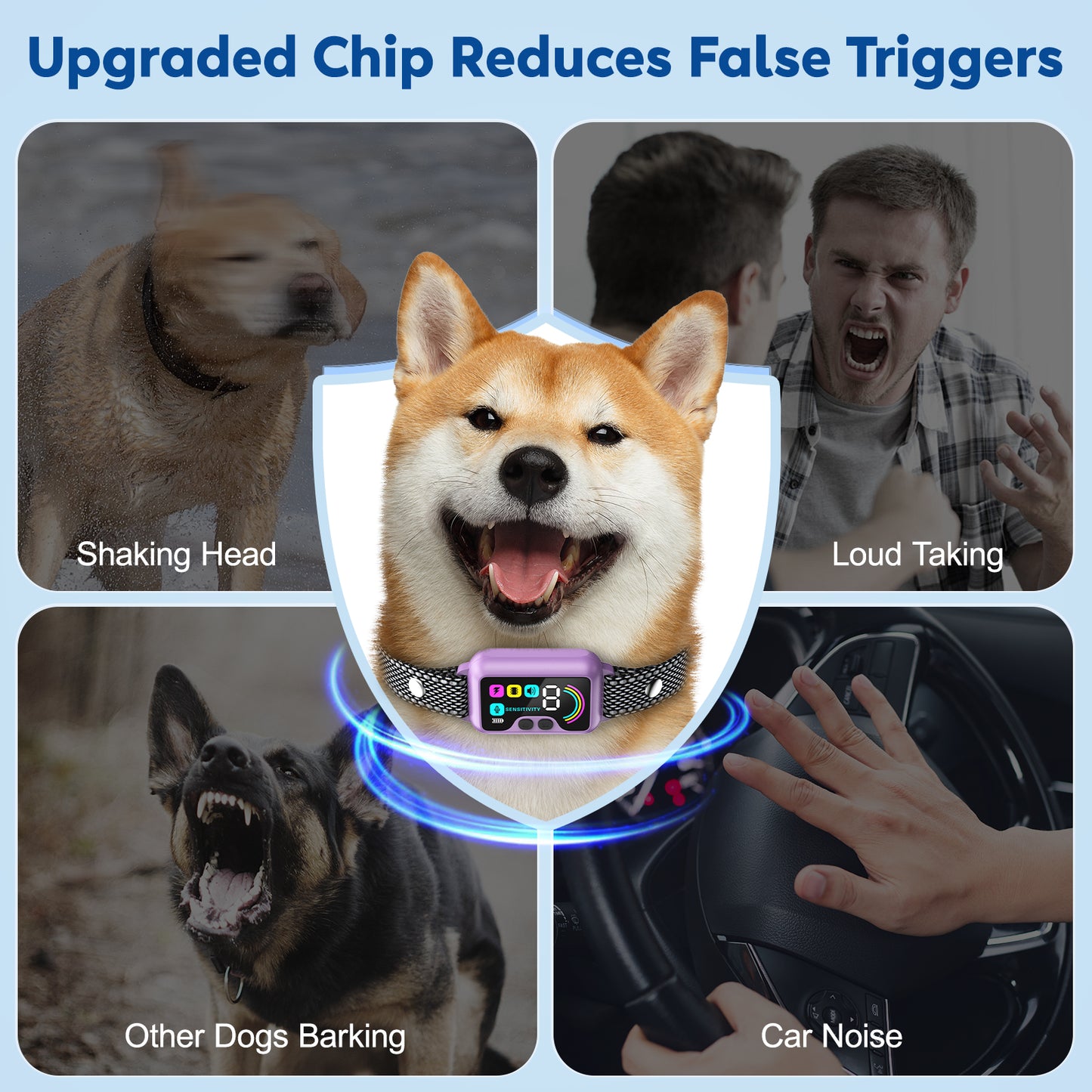 Bark Collar, 2 Pack Dog Bark Collar for Large Medium Small Dogs Smart Bark Collar with 7 Training Modes,Rechargeable Anti Barking Training Collar with 8 Adjustable Sensitivity,Bark Collar with Beep