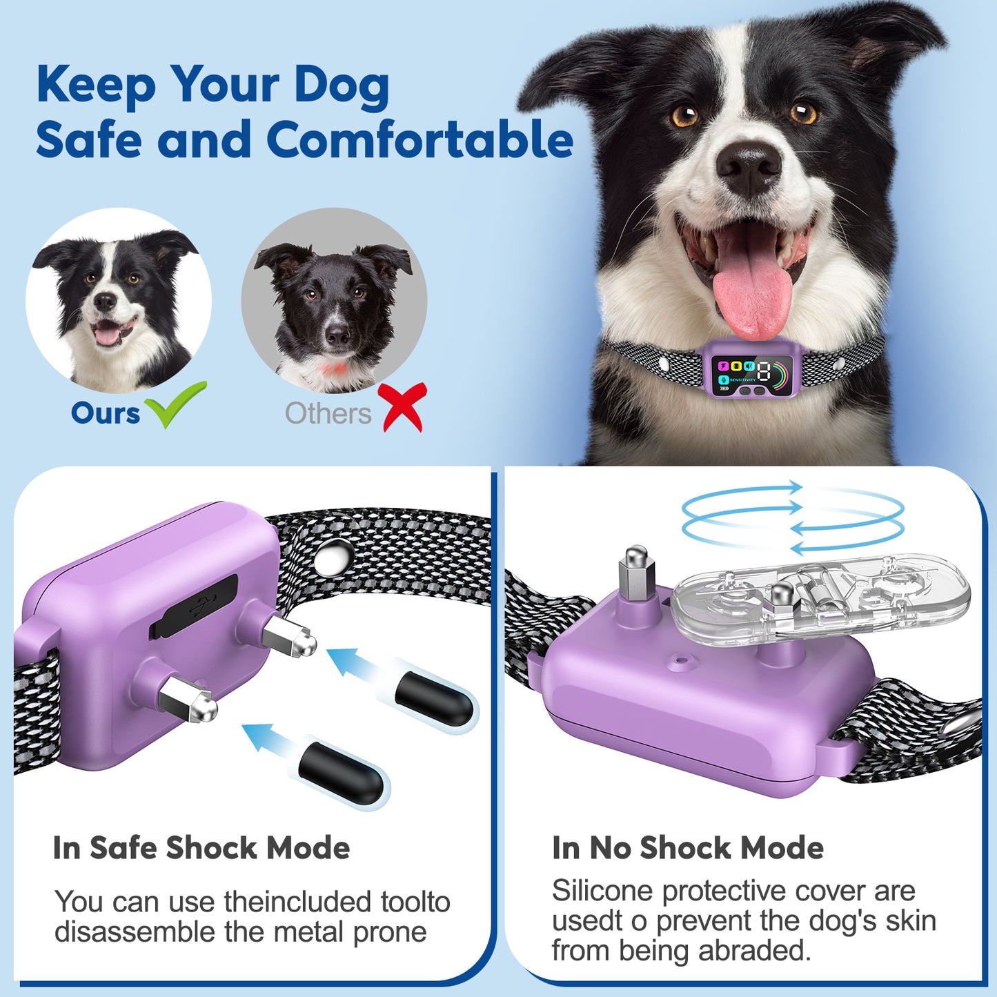 LAKWAR Bark Collar for Large Medium Small Dogs-7 Training Mode-No Bark Collar,Rechargeable Anti Barking Training Collar with 8 Adjustable Sensitivity,Bark Shock Collar with Beep,White
