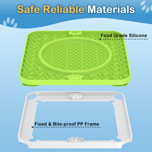 Licking Mat Silicone Dog Lick Mat Slow Food for Dogs - Anti-Biting/Tear-Resistant Lick Mat with Suction Cups, Interactive Dog Toys - Green