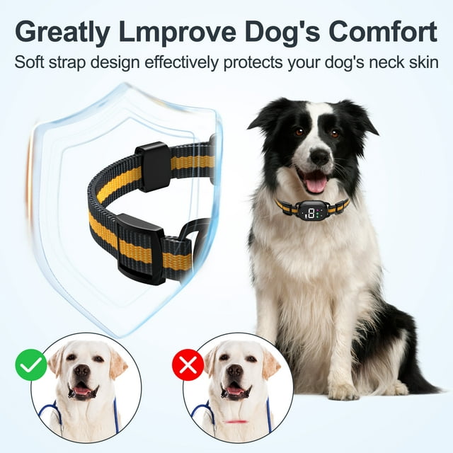Dog Bark Collar,Bark Collar for Large Medium Small Dogs,Smart Bark Collar,Rechargeable Anti Barking Training Collar with 8 Adjustable Sensitivity,Bark Shock Collar with Beep,Yellow