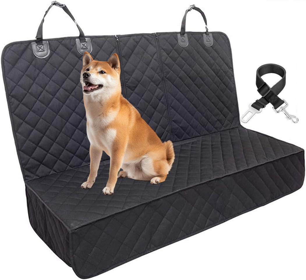 Dog Car Seat Cover-LAKWAR Non-slip Dog Car Bench with Seatbelt Waterproof Pet Car Seat Protector and Scratch-Resistant Dog Car Back Seat Protection