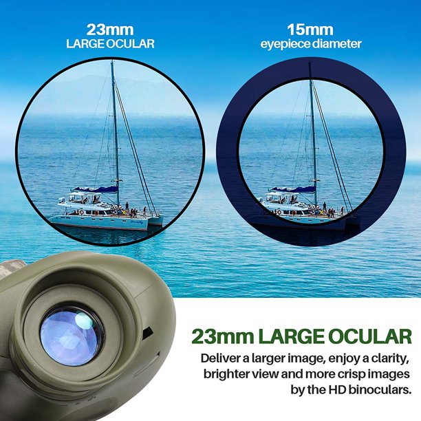 LAKWAR 10x50 Binoculars for Adults with Rangefinder and LCD Digital Compass Temperature, Compact Binoculars for Birdwatching, Marine, Hunting (10x50 Green)