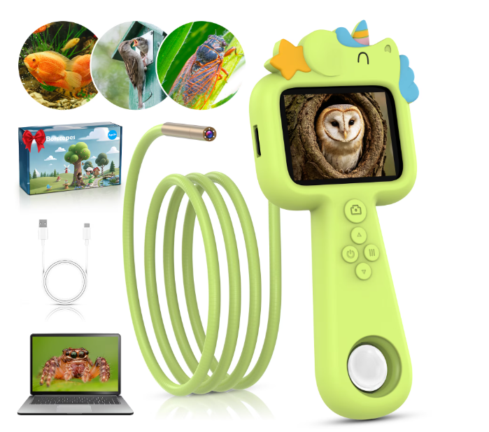 LAKWAR Borescope Camera with Light for Kids STEM Science Educational Toy for Boys & Girls Portable Snake Camera Birthday Gift for Outdoor Exploration & Nature Discovery