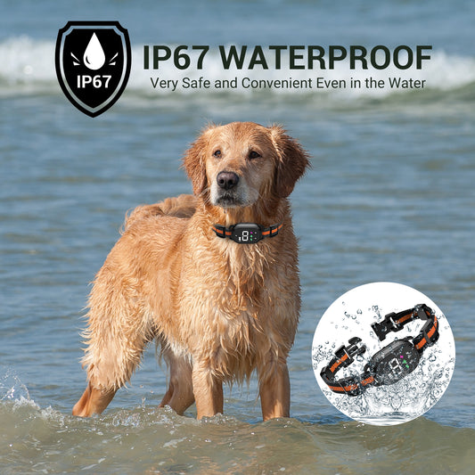 Bark Collar,Anti- Bark Collar for Large Medium Small Dogs, Rechargeable Waterproof Dog Barking Training Collar with 8 Adjustable Sensitivity,Bark Shock Collar with Beep,Orange