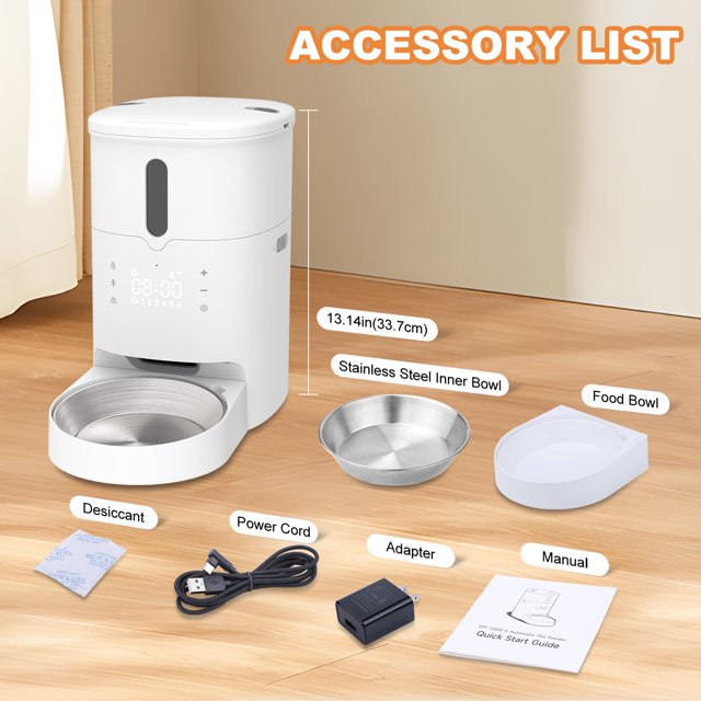 LAKWAR Automatic Cat Food Dispenser, Automatic Cat Feeder with Customize Feeding Schedule, Auto Cat Feeder with Interactive Voice Recorder, Timed Pet Feeder for Cat & Dog 1-6 Meals Dry Food,3L