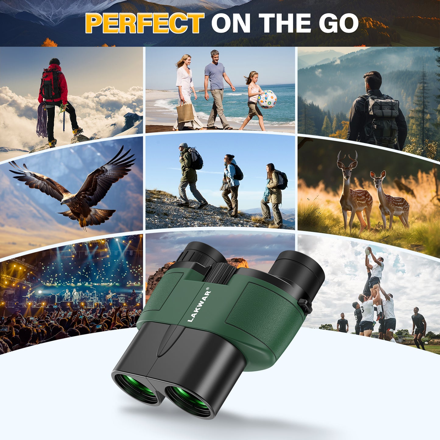 LAKWAR Compact Binoculars 10X25, Binoculars for Adults and Kids with Weak Light Vision, Lightweight Small Binoculars for Bird Watching, Travel, Concerts, Hunting, Hiking