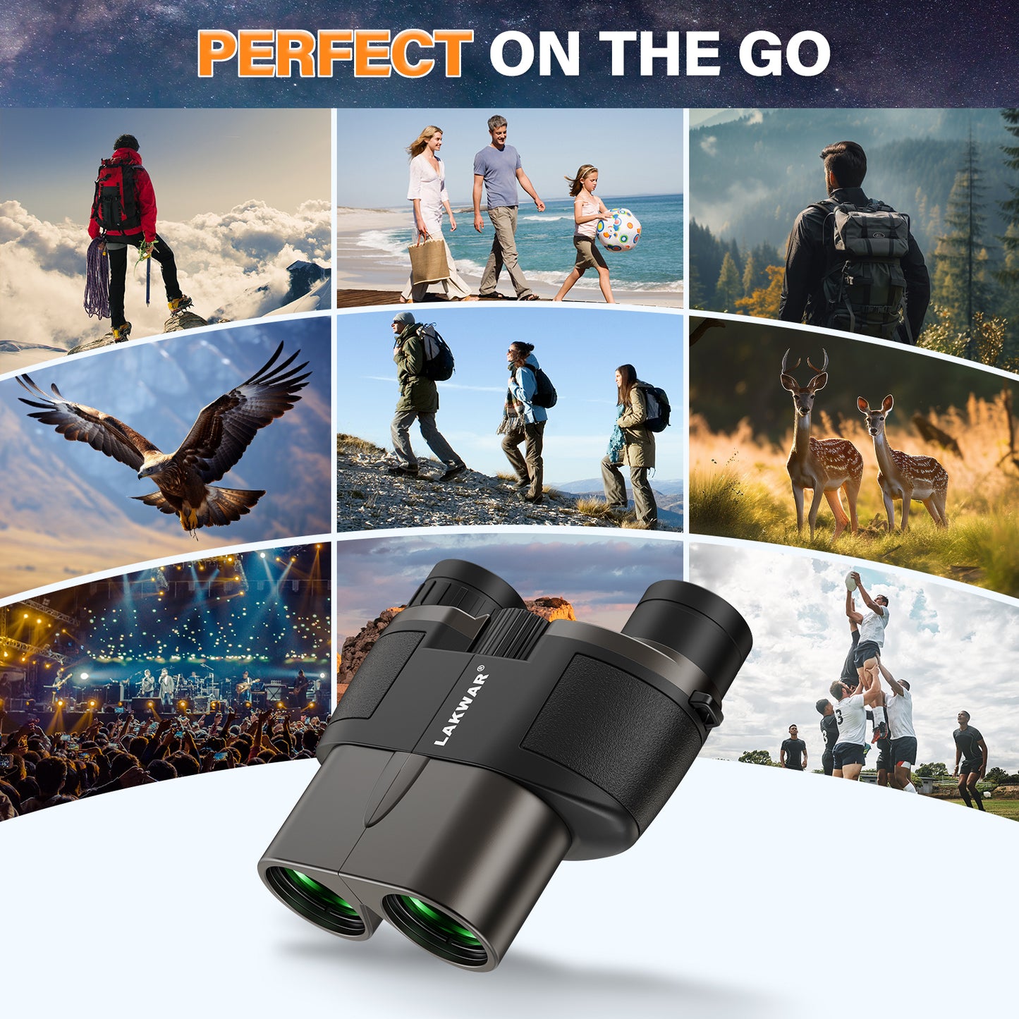 LAKWAR 10x25 Compact Binoculars for Adults and Kids,Binoculars for Bird Watching Hunting-Black