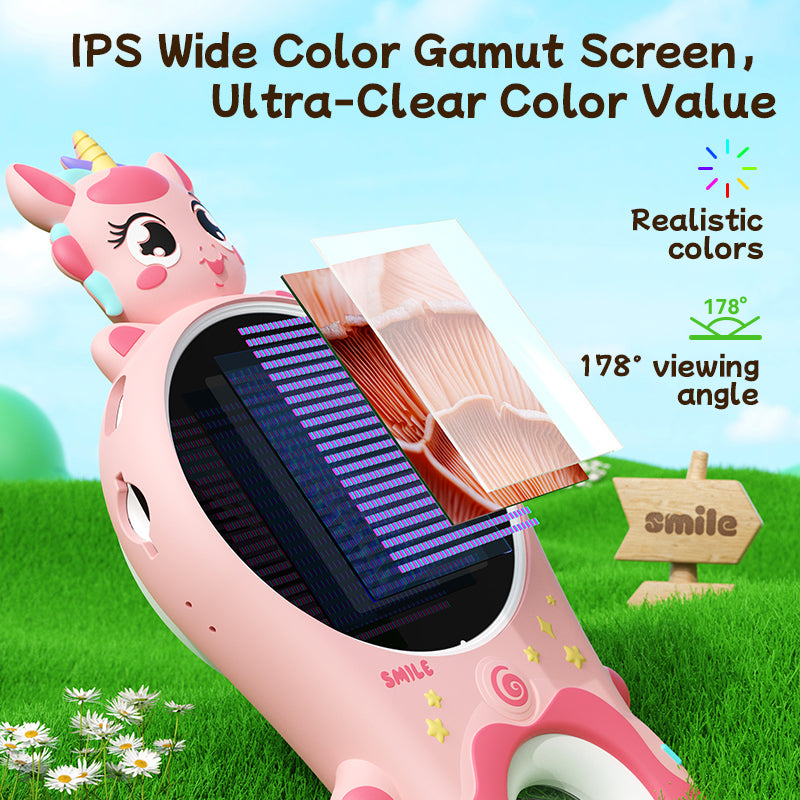 Portable Microscope with Screen-HD 2'' Eye-care,500X Portable Microscope Camera, Mini Handheld for Boys Girls (Purple)