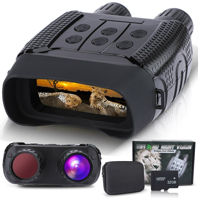 Night Vision Goggles -5X Night Vision Binoculars for Adults,3,5'' Large Screen Infrared Binocular Can Save Photo and Video with 32GB Memory Card