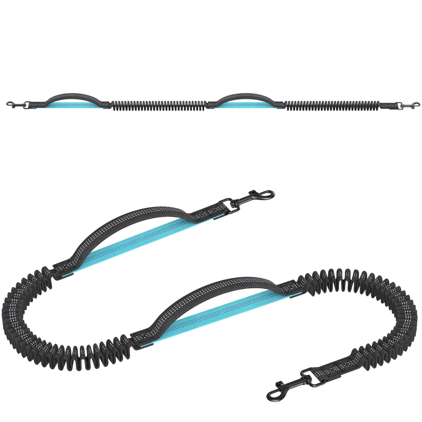 Hands Free Dog Leash for Running Jogging Walking with Zipper Pouch, Retractable Bungee Dog Leash Belt with Dual Padded Handles for Large/Medium Dogs, Adjustable Reflective Waist Belt