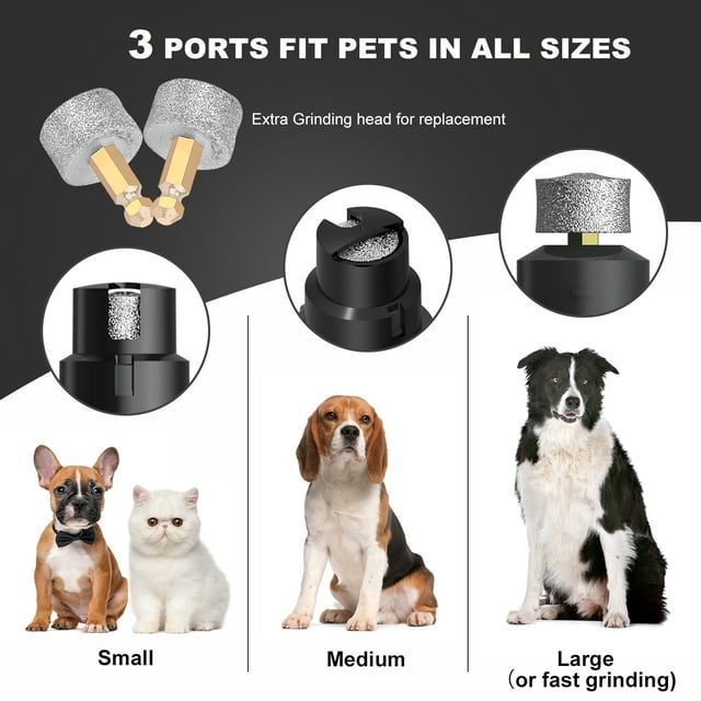 LAKWAR 6-Speed Dog Nail Grinder - Upgraded Pet Nail Grinder Super Quiet Rechargeable Electric Dog Nail Trimmer Painless Paws Grooming & Smoothing Tool for Large Medium Small Dogs(Gray)