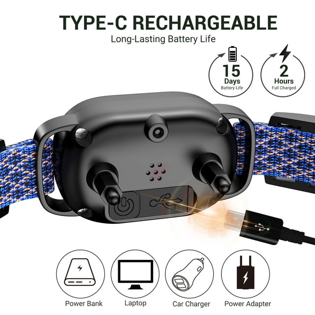 Dog Bark Collar,Bark Collar for Large Medium Small Dogs,Smart Bark Collar,Rechargeable Anti Barking Training Collar with 8 Adjustable Sensitivity,Bark Shock Collar with Beep,Blue