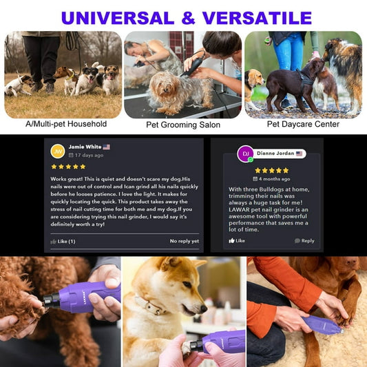 Purple Dog Nail Grinder Upgraded,Professional 6-Speed Rechargeable Electric Dog Nail Clippers Pet Nail Trimmer Painless Paws Grooming & Smoothing for Small Medium Large Dogs & Cats (Purple)