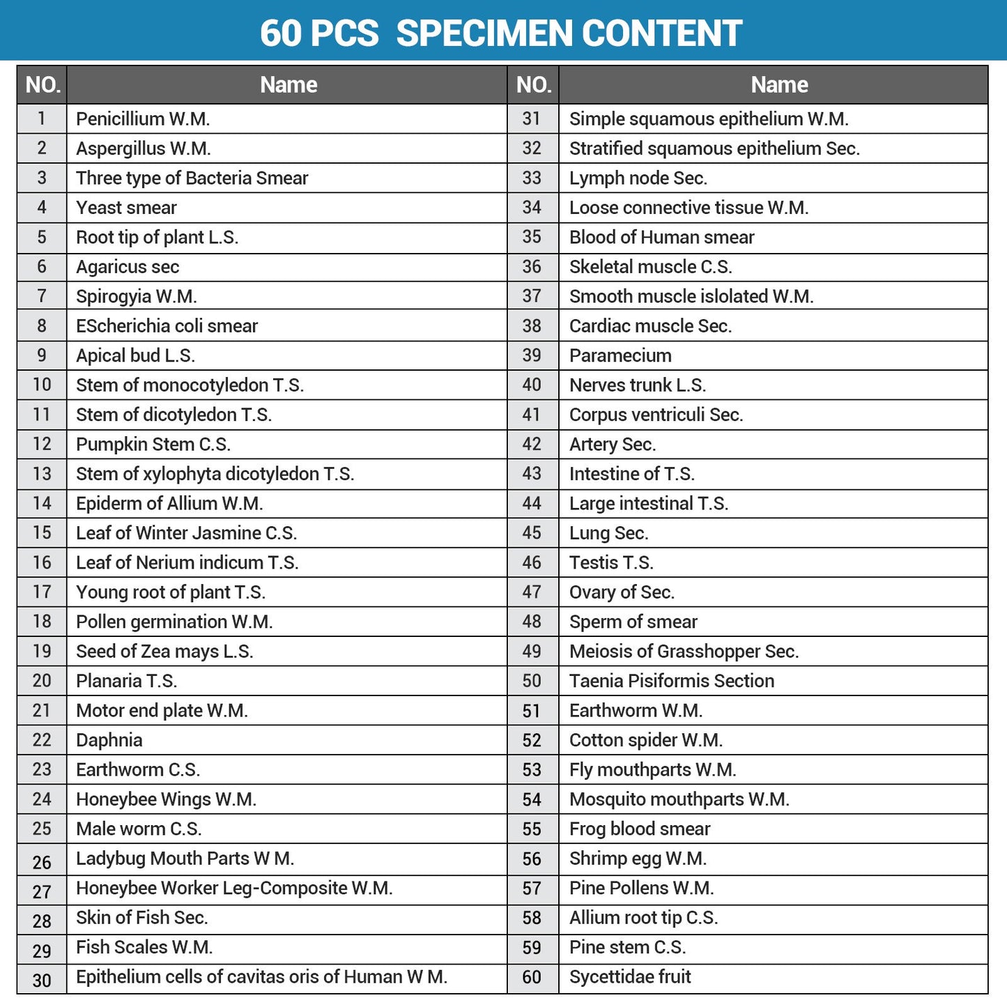 60PCs Microscope Slides, Prepared Microscope Slides with Specimens for Kids Microbiology,Prepared Microscope Slides for Adults