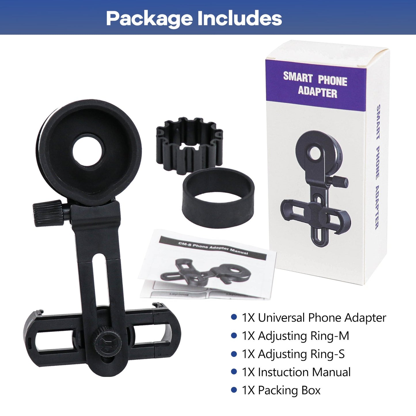 LAKWAR Binocular Phone Mount ,Telescope Phone Adapter for Binoculars, Monocular, Microscope, Spotting Scope, Telescope, Smartphone Holder Clip Bracket Fits Almost of Mobile Phones