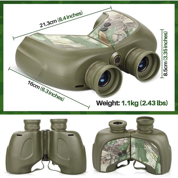 LAKWAR 10x50 Binoculars for Adults with Rangefinder and LCD Digital Compass Temperature, Compact Binoculars for Birdwatching, Marine, Hunting (10x50 Green)