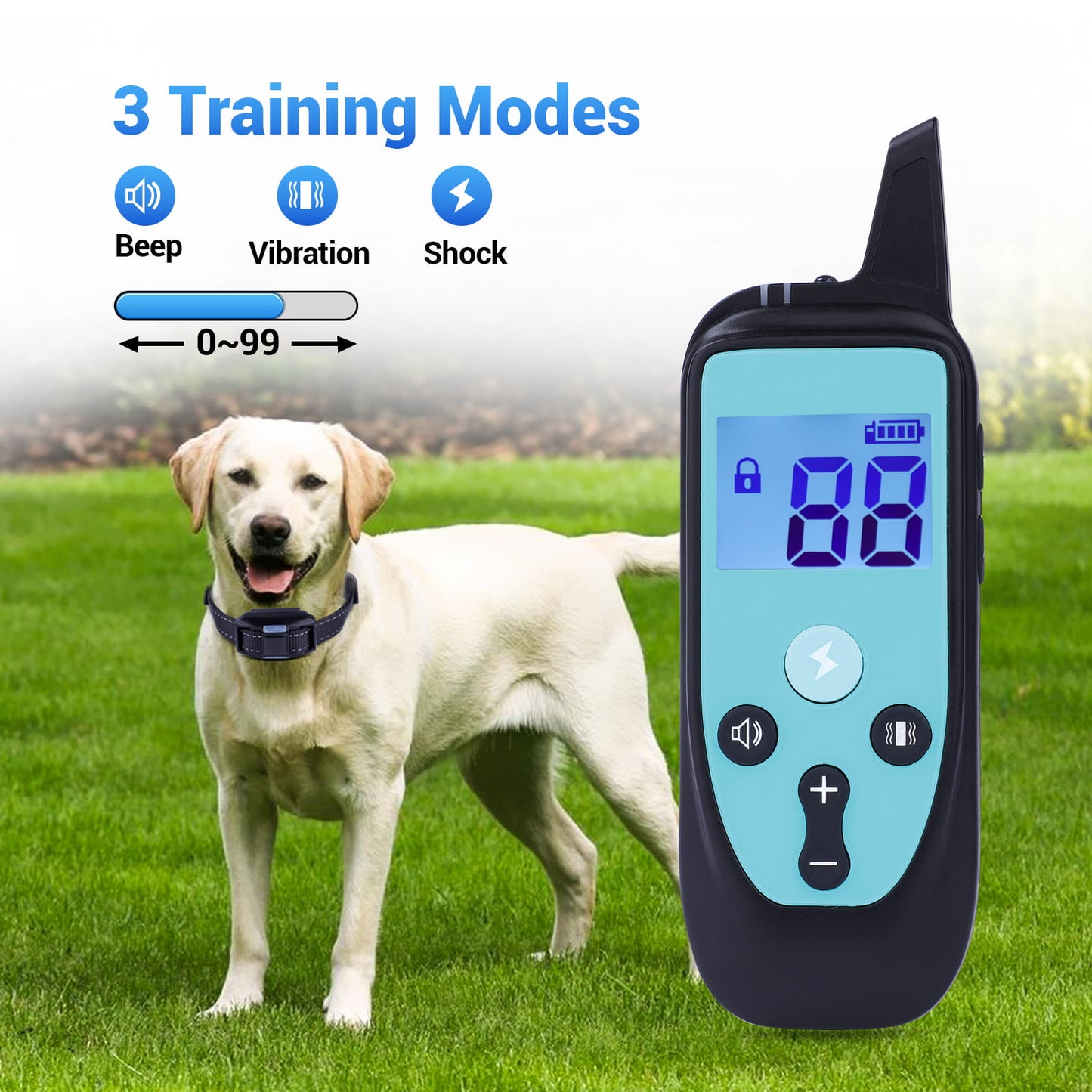Dog Training Collar, Shock Collar for Dogs with Remote Rechargeable Waterproof, 3 Training Modes, Beep Vibration and Shock,3280Ft Remote Range, Dog Bark Collar for Small Medium Large Dogs