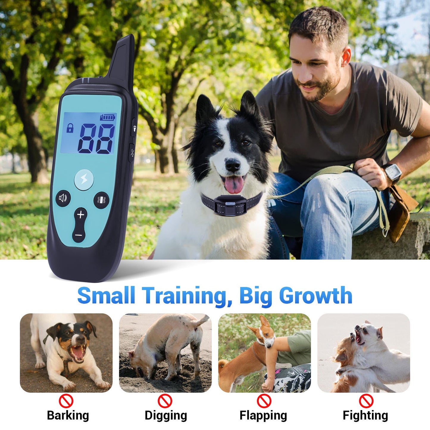 Dog Training Collar, Shock Collar for Dogs with Remote Rechargeable Waterproof, 3 Training Modes, Beep Vibration and Shock,3280Ft Remote Range, Dog Bark Collar for Small Medium Large Dogs