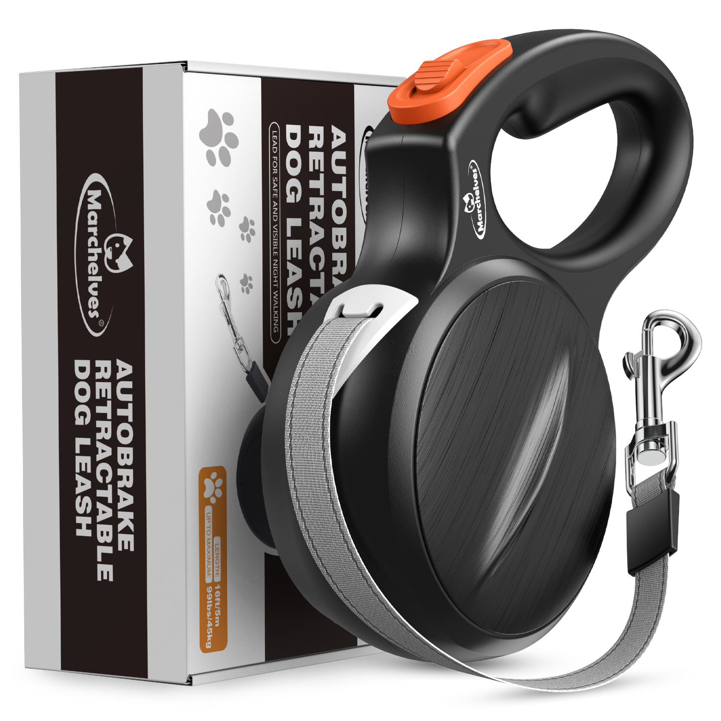 LAKWAR Dog Restractable Leash-16.4ft Pet Walking Leash with Auto Lock-Heavy Duty for Small Medium Large Dogs up to 100lb, Black