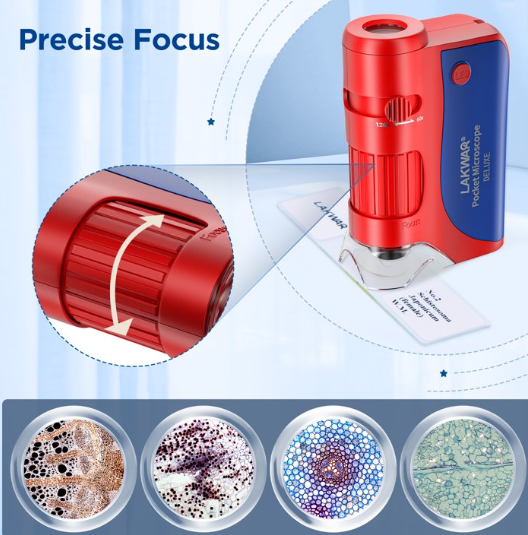 Kids Microscope,60X-120X Handheld Mini Microscope for Kids with LED , Lighted Portable Microscope Kits with 5 Pcs Slides Gift for Boys Girls Teen,Red