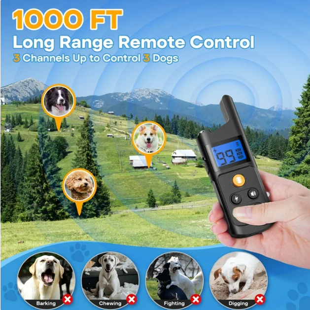 Dog Training Collar - Dog Shock Collar with Remote IP68 Waterproof for Small Medium Large Dogs (15 - 100 lbs)- 3 Safe Training Modes, 2600 Ft Rechargeable Romote Dog Collars