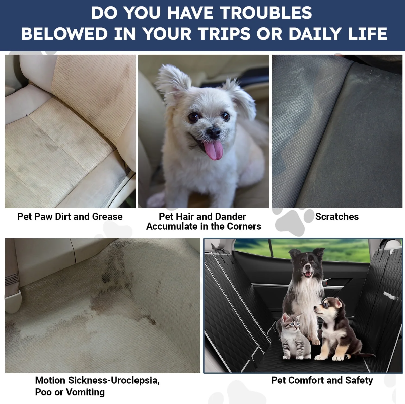 Dog Car Seat Cover-LAKWAR Non-slip Dog Car Bench with Seatbelt Waterproof Pet Car Seat Protector and Scratch-Resistant Dog Car Back Seat Protection