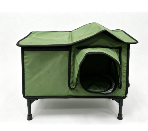 Heated Cat House for Outside, Large Elevated Outdoor Cat Shelter Weatherproof with Escape Doors and Safety Heating Pad for Winter