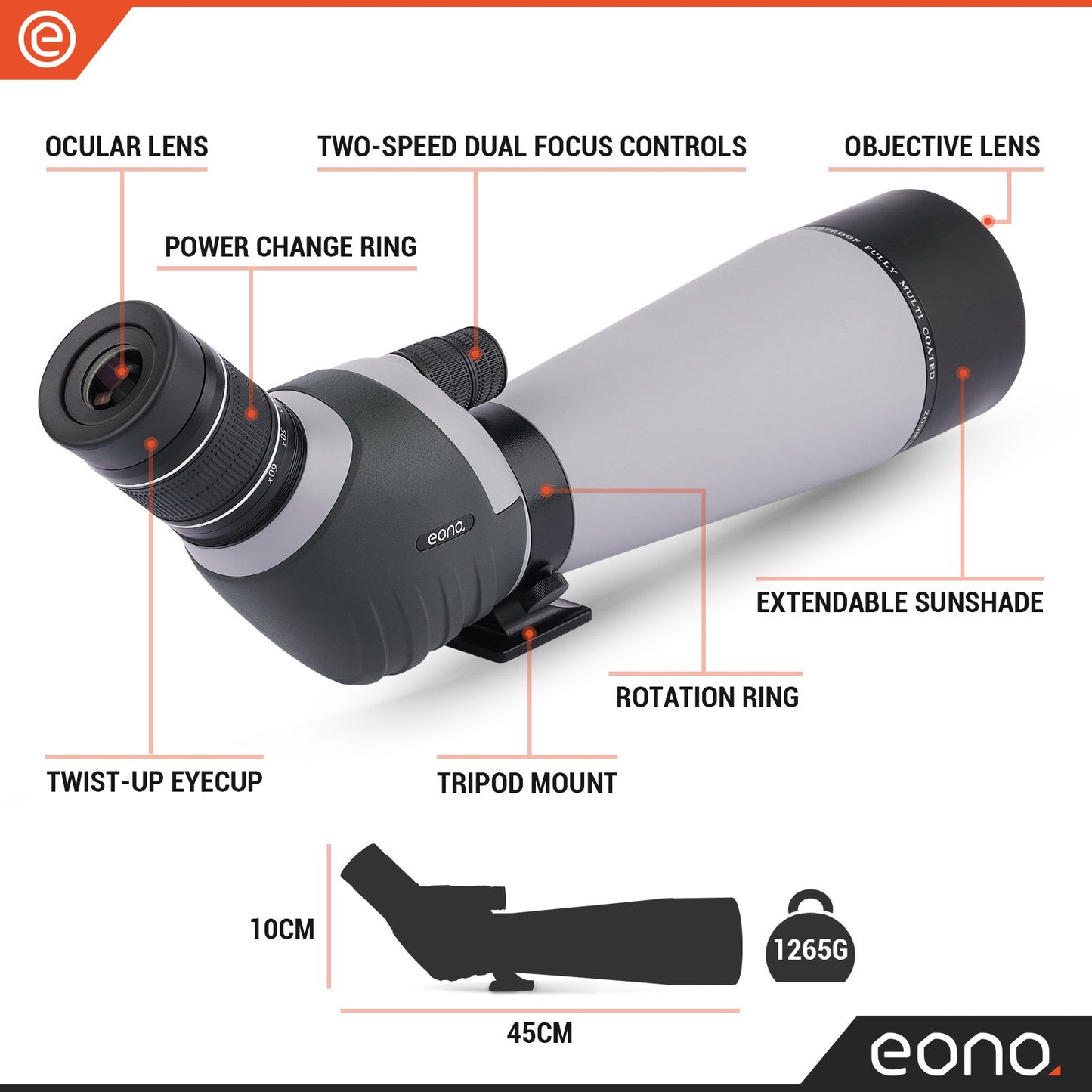 LAKWAR 20-60x80AE Spotting Scope with Tripod, Carry Bag, Scope for Target Shooting Bird Watching Hunting Wildlife,Gray