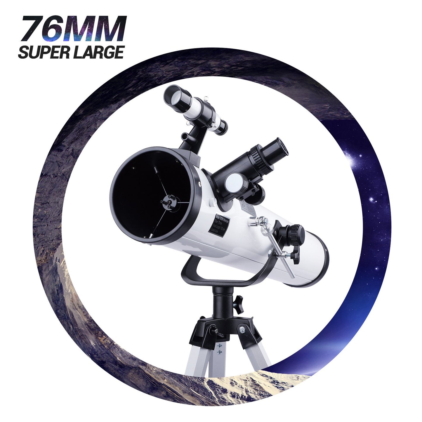LAKWAR Telescope for Beginners, Kids, Adults, 700mm/76mm Starter Scope Astronomical Reflector Telescope with Tripod, Wire Shutter, Phone Adapter, White