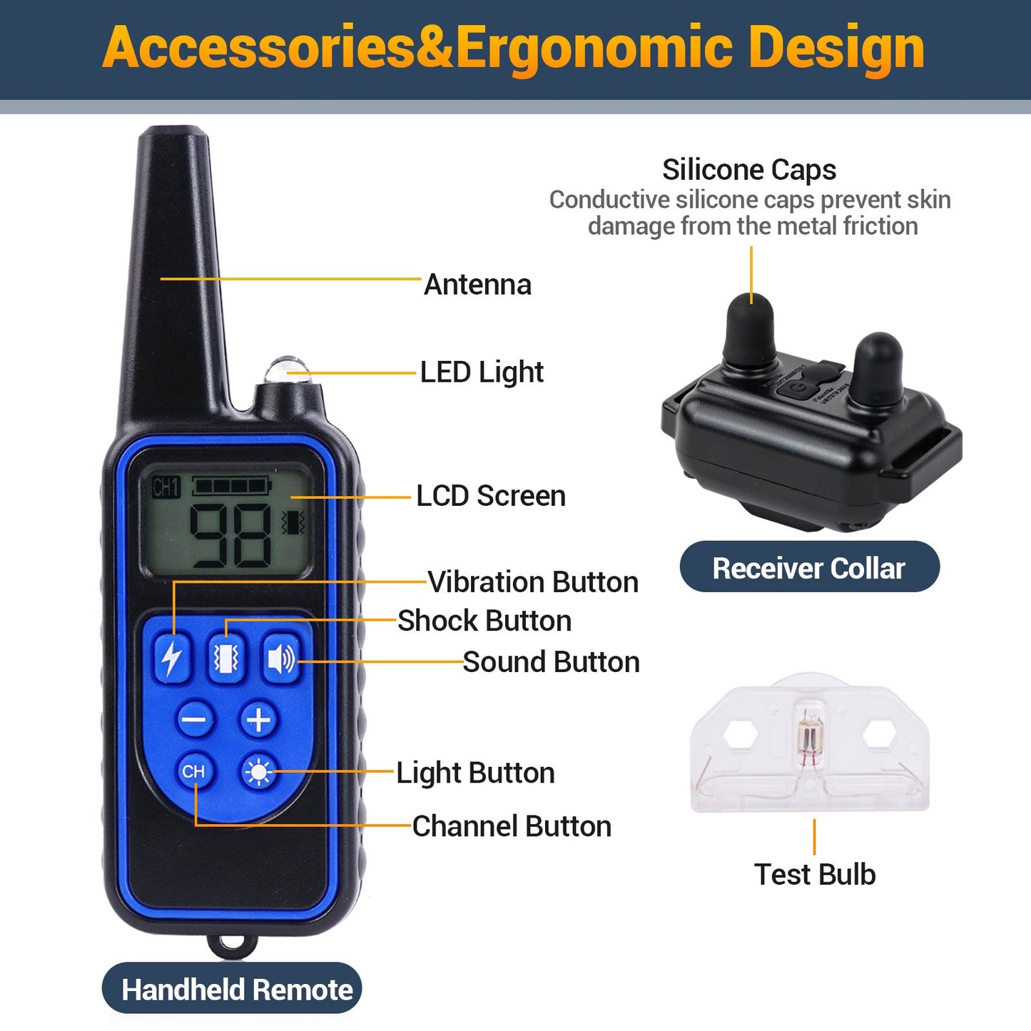 Dog Training Collar 2 Receiver, Shock Collars for Dogs with Remote Rechargeable Waterproof Collar, 3 Training Modes, Beep Vibration and Shock,2600Ft Remote Range, for Small Medium Large Dogs