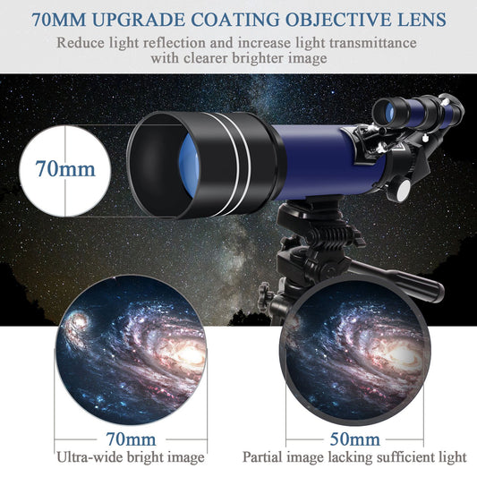 LAKWAR Telescope, 70mm Aperture 400mm AZ Mount Astronomical Refracting Telescope for Kids Adult Beginners - Travel Telescope with Carry Bag, Phone Adapter and Tripod
