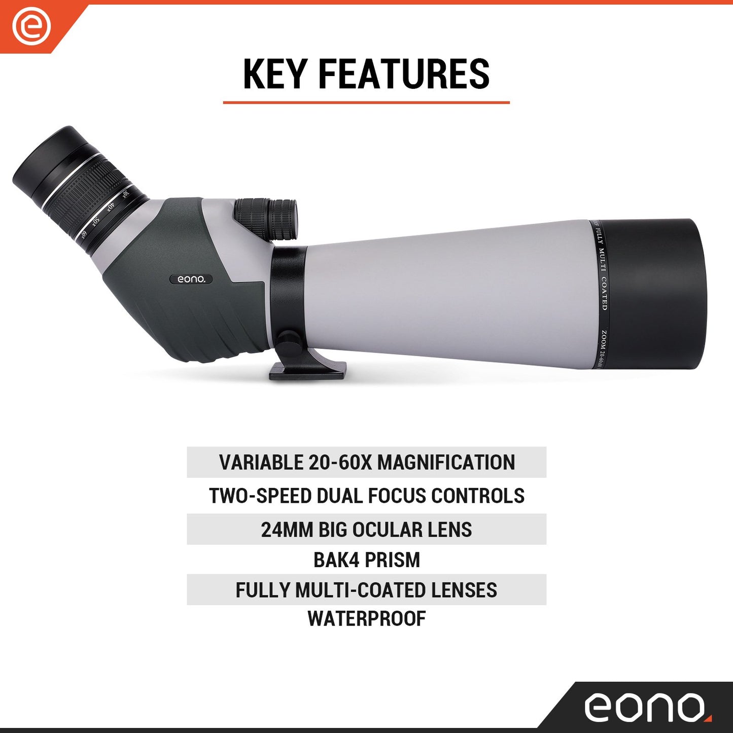 LAKWAR 20-60x80AE Spotting Scope with Tripod, Carry Bag, Scope for Target Shooting Bird Watching Hunting Wildlife,Gray