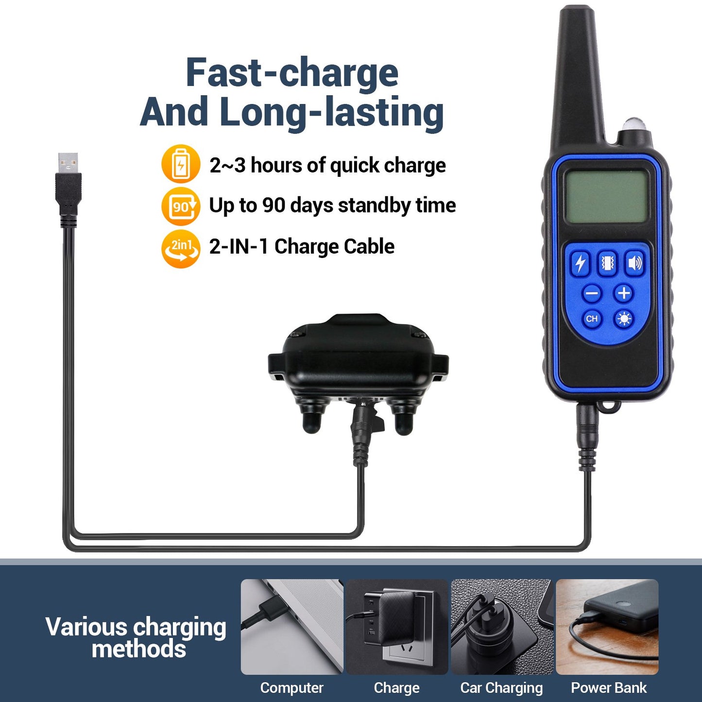 Dog Training Collar 2 Receiver, Shock Collars for Dogs with Remote Rechargeable Waterproof Collar, 3 Training Modes, Beep Vibration and Shock,2600Ft Remote Range, for Small Medium Large Dogs