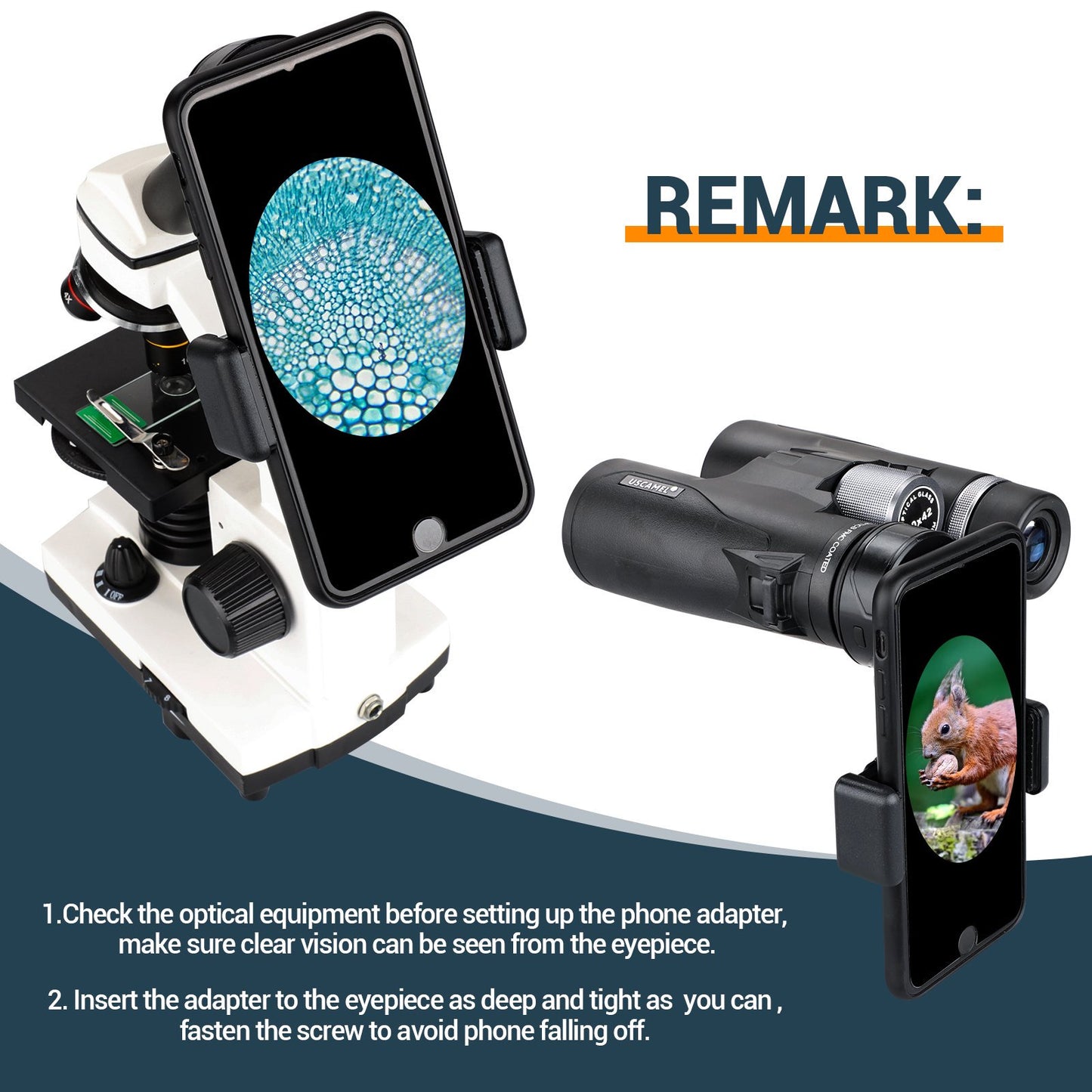 LAKWAR Binocular Phone Mount ,Telescope Phone Adapter for Binoculars, Monocular, Microscope, Spotting Scope, Telescope, Smartphone Holder Clip Bracket Fits Almost of Mobile Phones