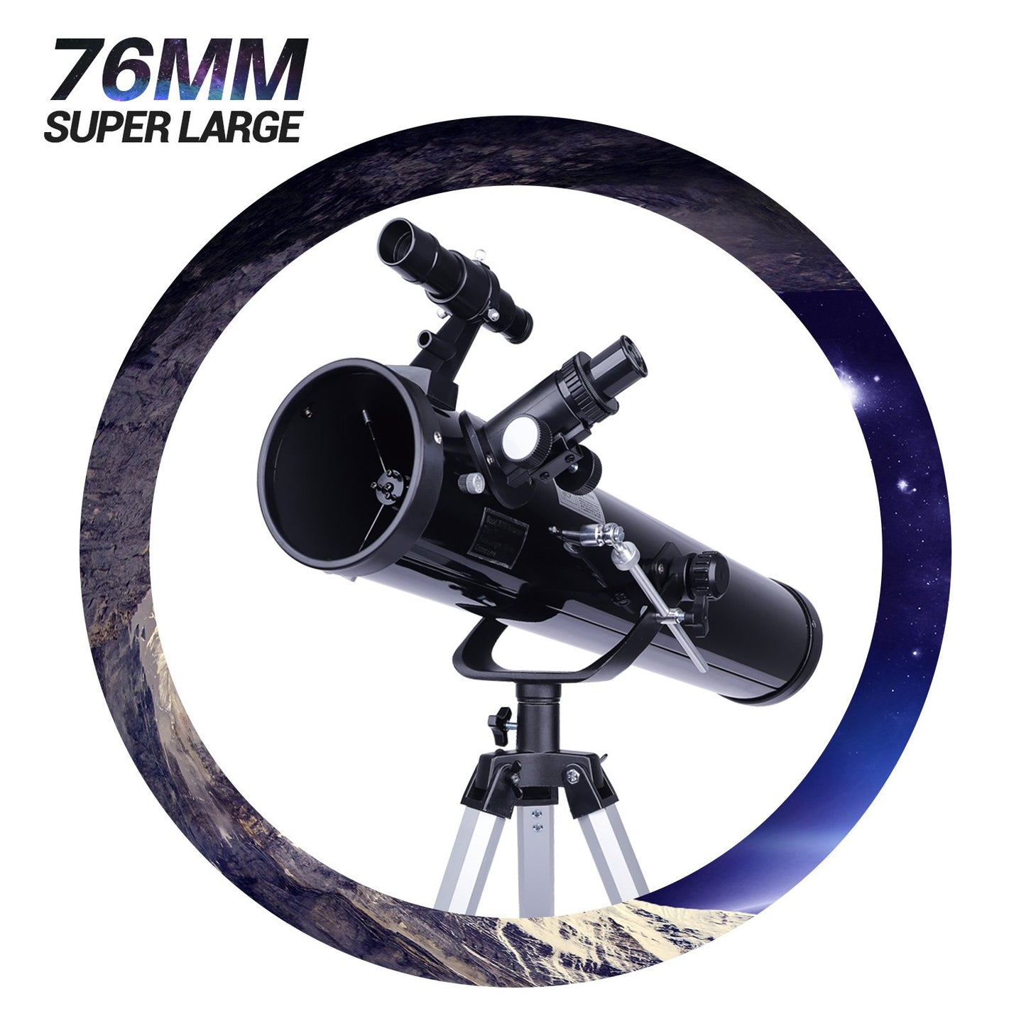 LAKWAR Telescope for Beginners, Kids, Adults, 700mm/76mm Starter Scope Astronomical Reflector Telescope with Tripod, Wire Shutter, Phone Adapter, Black