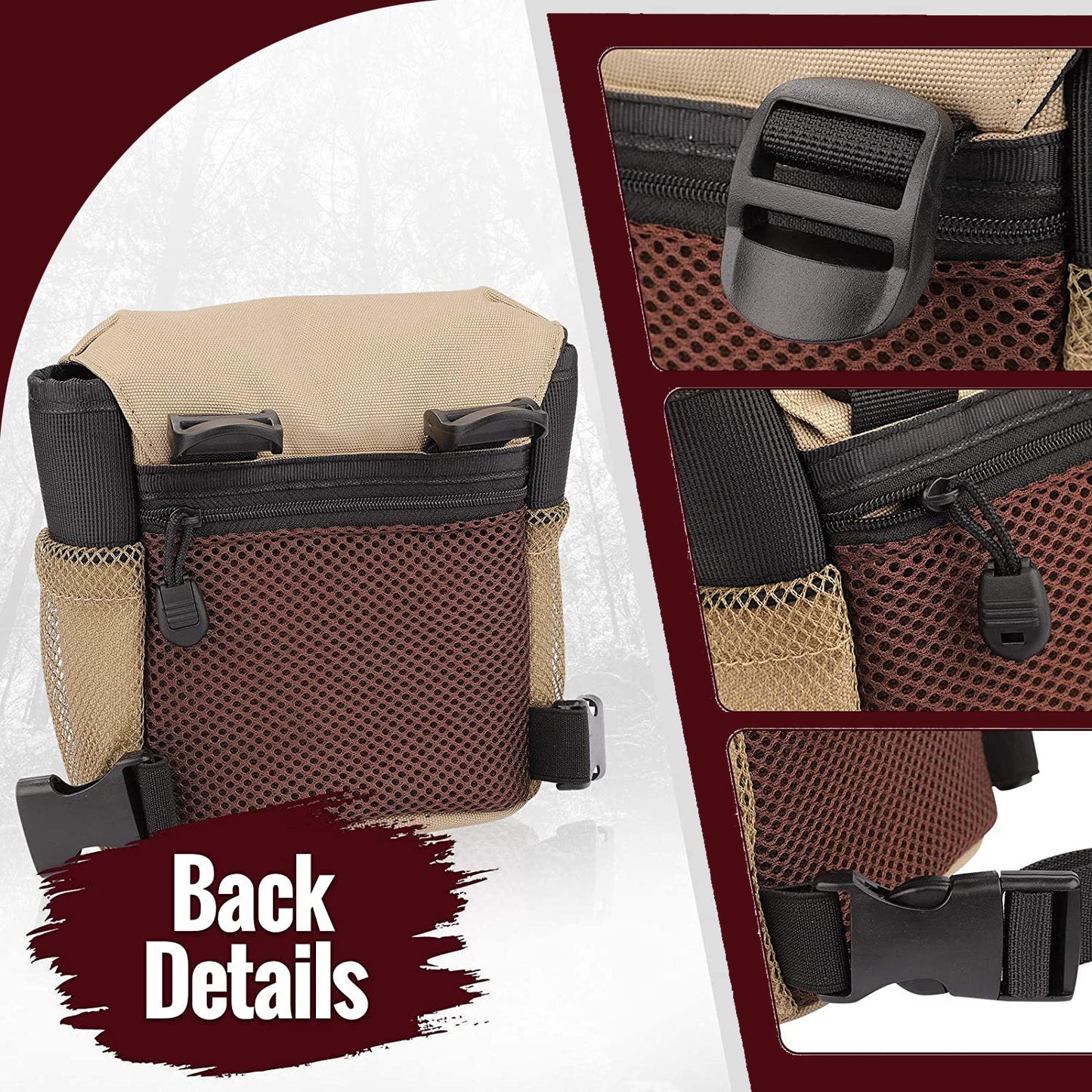 LAKWAR Binocular Bag Case with Harness Durable Lightweight Portable Comfortable Binoculars Chest Pack Bag for Hiking, Hunting