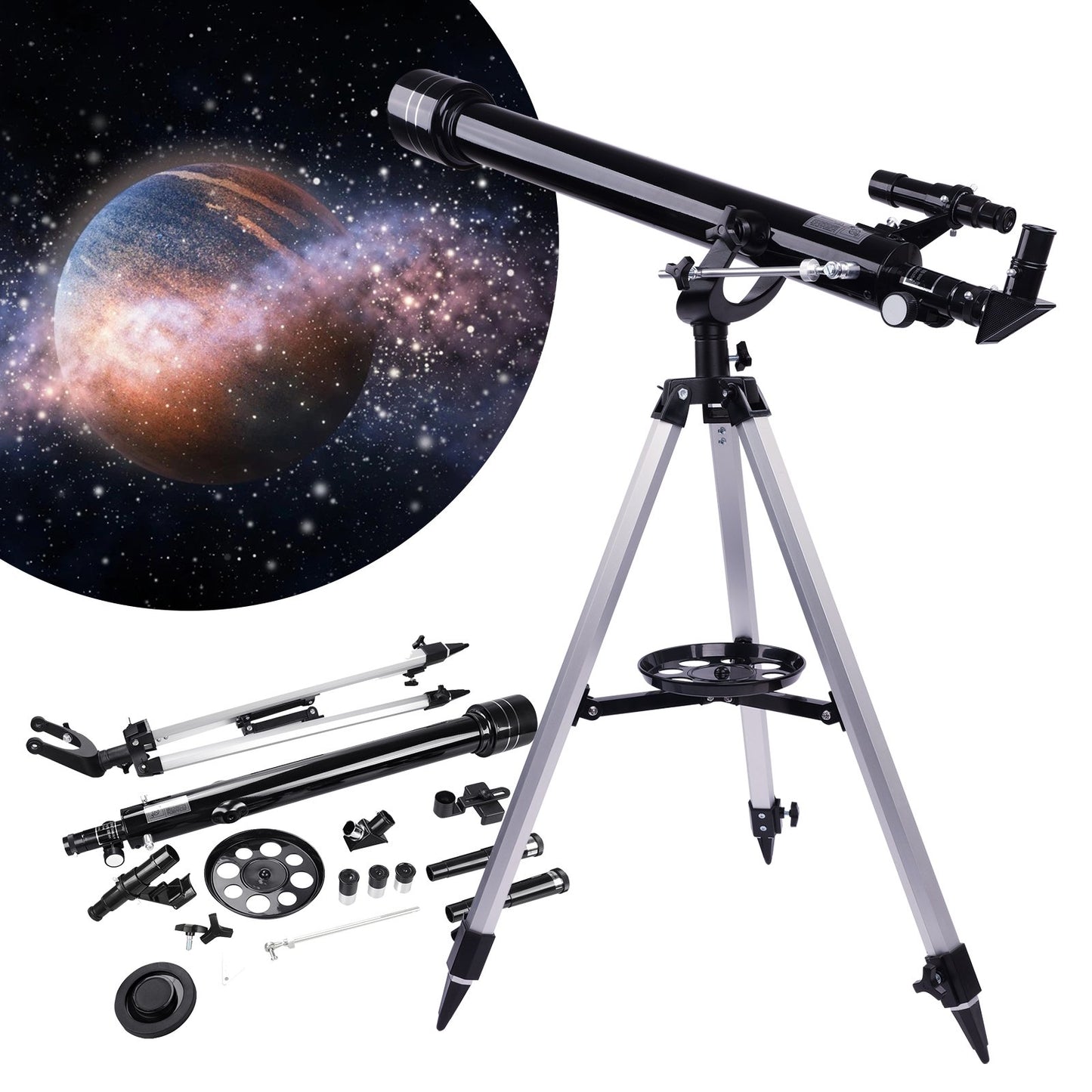 LAKWAR Telescope 60mm Aperture 800mm-Refractor Telescope with Phone Adapter, Beginner Telescope for Kids, Adults Astronomy